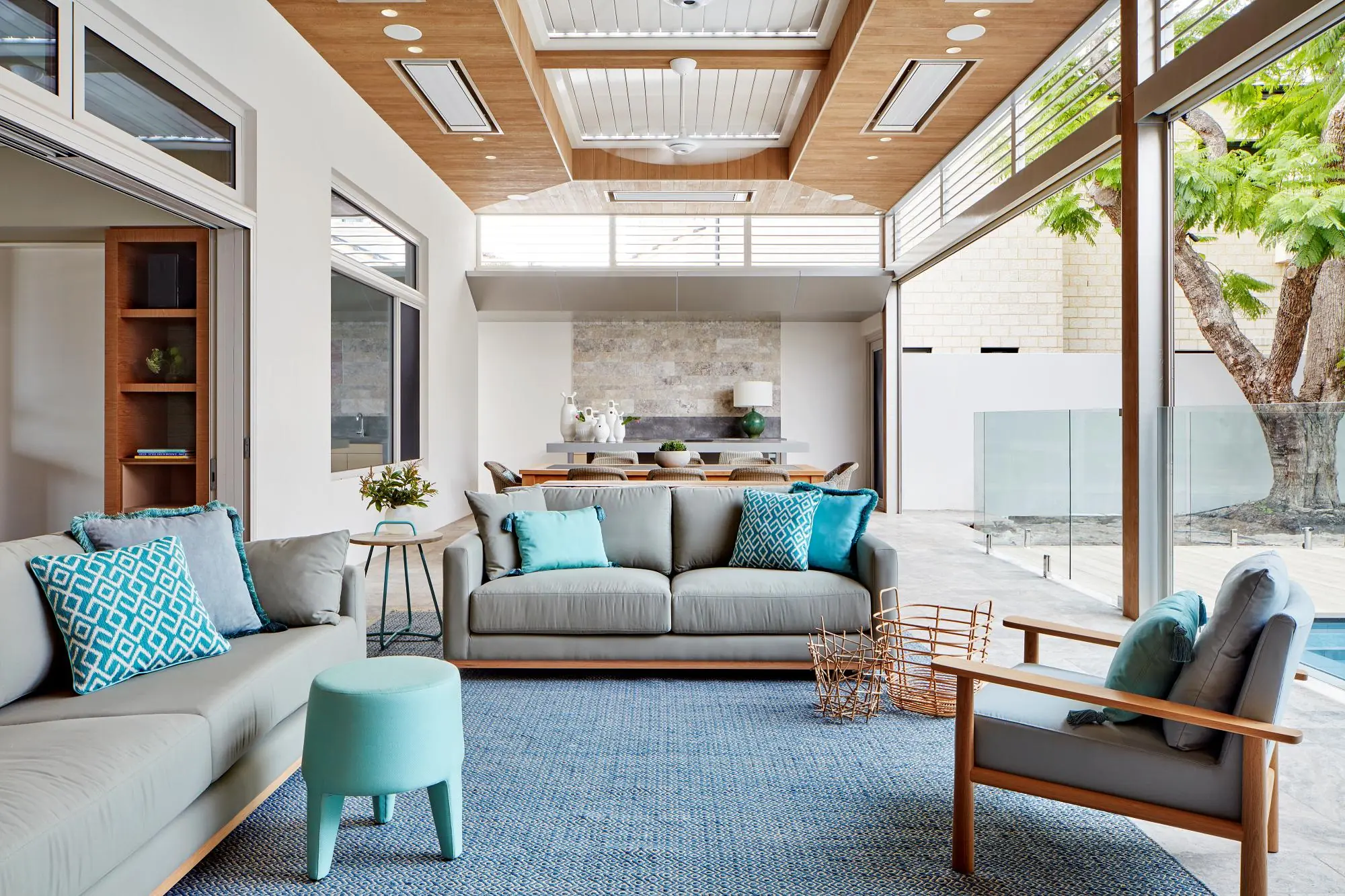 Covered alfresco entertaining area at an Applecross residence designed by JF Design
