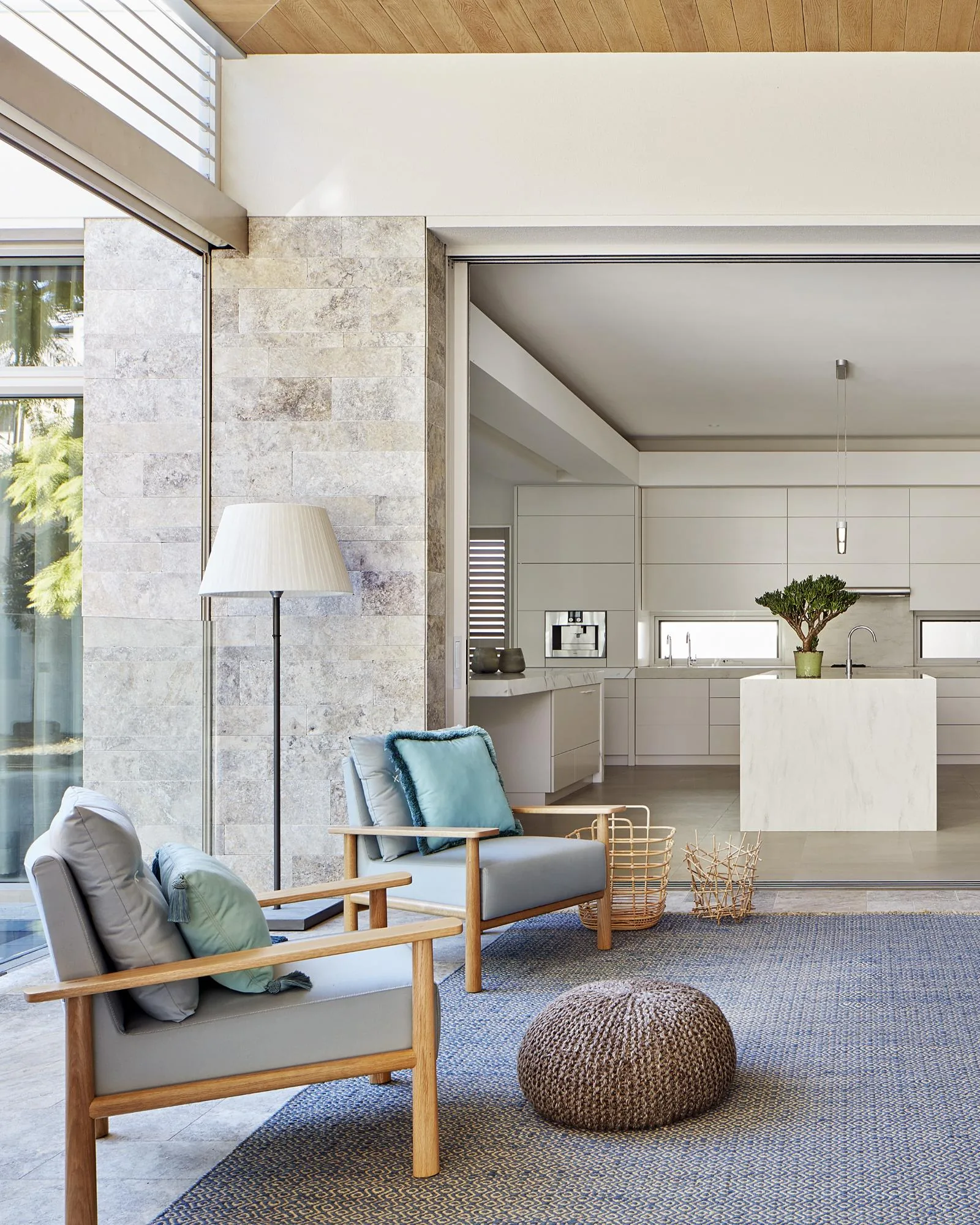 Applecross residence alfresco living room with Travertine stone