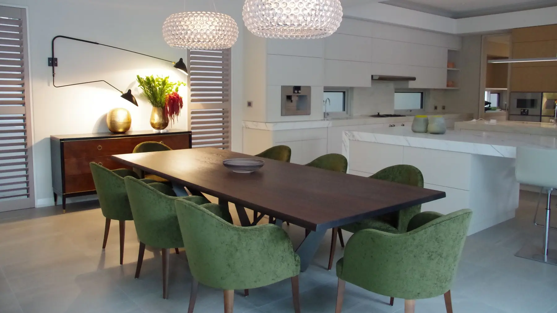 Dining table in an Applecross House designed by JF Design