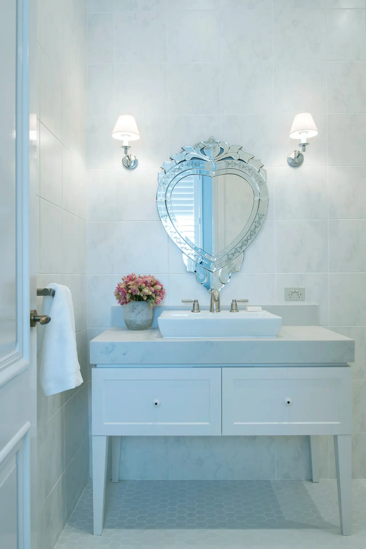JF Design Dalkeith residence — ensuite bathroom with vanity and tiling, Perth interior design