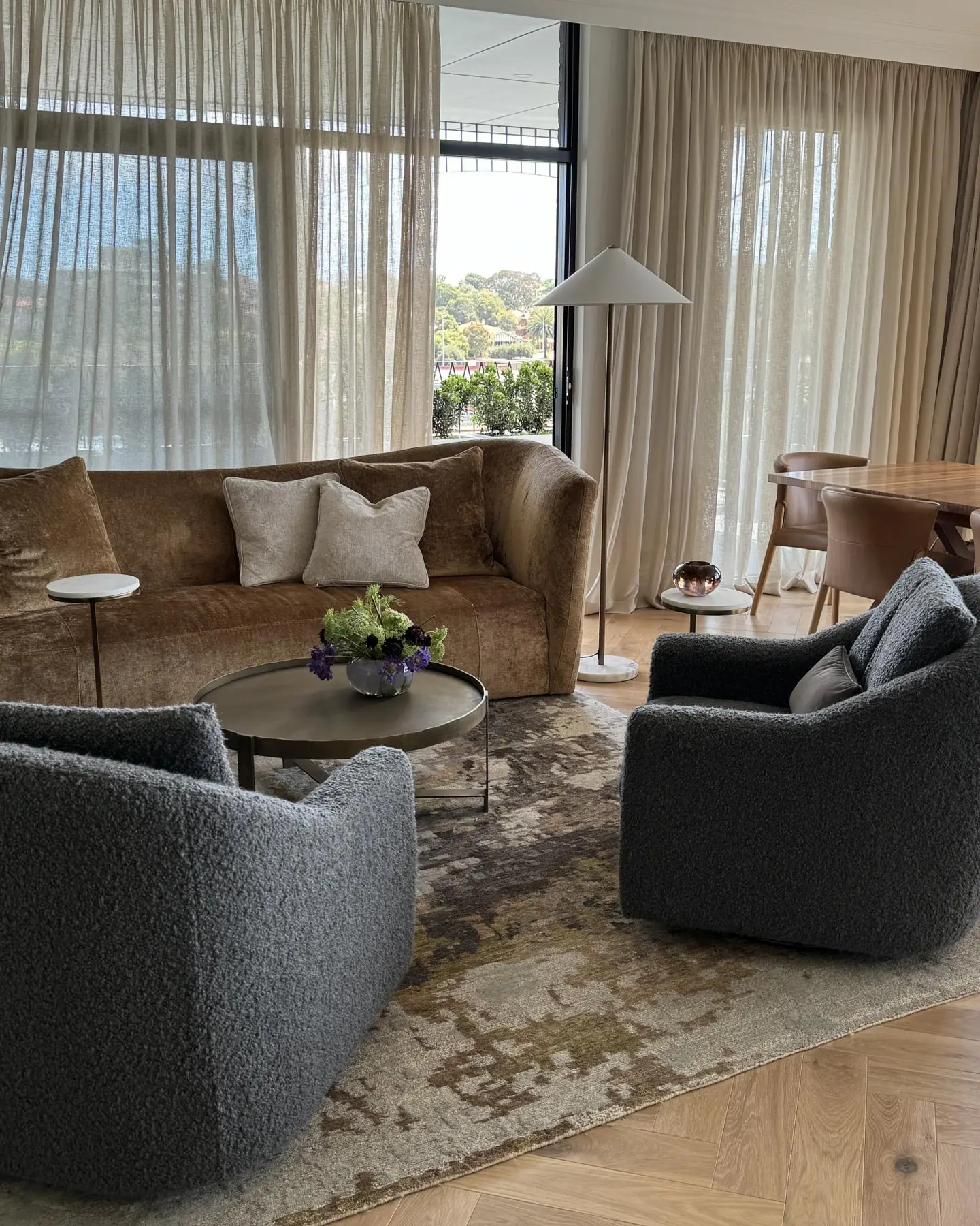 Mount Lawley apartment residence living and dining room with custom made furniture designed by JF Design