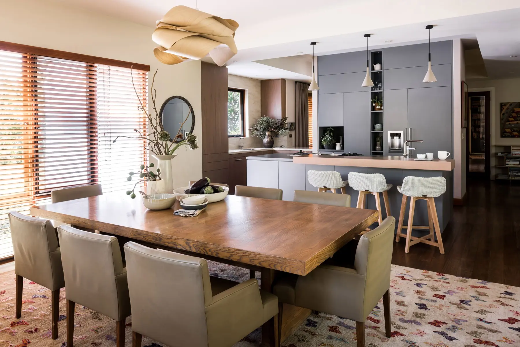 Kitchen island with bar stools in Cottesloe residence, Perth interior design