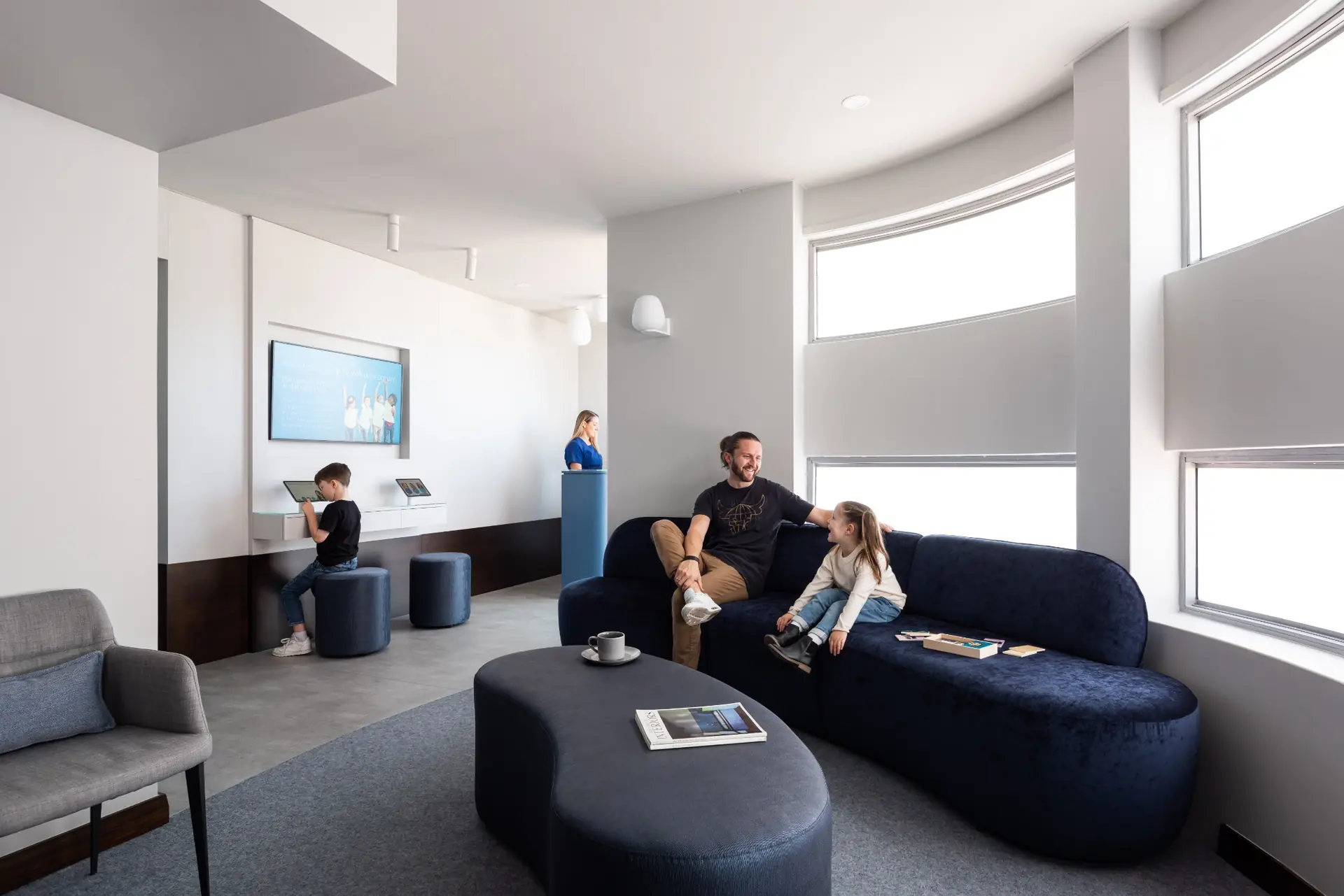 Waiting area with patients seated in Profile Orthodontics, Perth commercial interior design