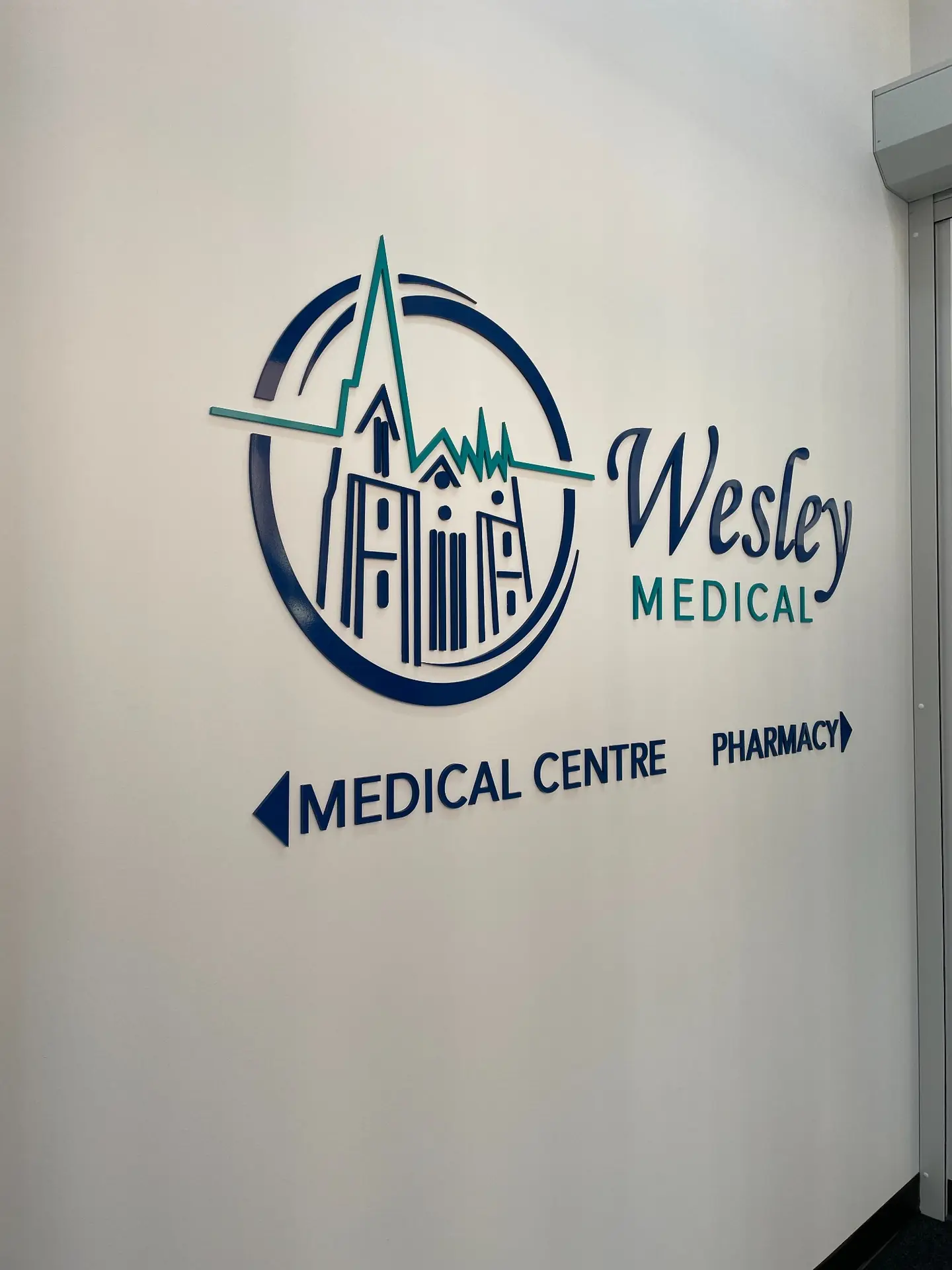 Wesley Medical Centre signage and reception wall, Perth